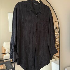 Anine Bing Textured Black Shirt